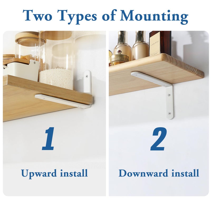 Mooche 4Pack Floating Shelf Bracket, Heavy Duty Shelf Brackets Metal L Brackets for Kitchen Bathroom Shelf Support Wall Mounted with Screw Included (White, 10*6 Inch) - Image 5